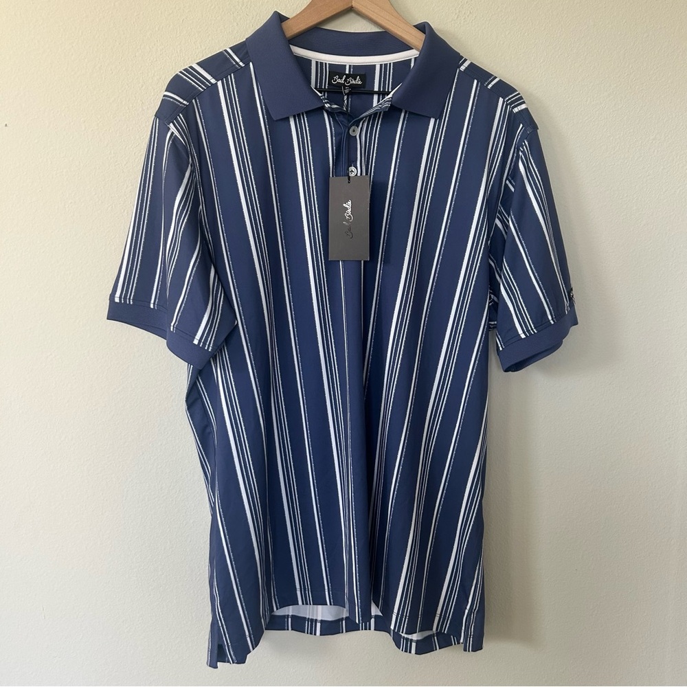 Bad Birdie Winning Streak Polo Shirt Mens XL Blue Rigid Performance Golf NWT